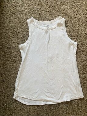Terra & Sky White Ribbed Tank with Crew Neck